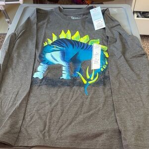 Cat & Jack Gray Long Sleeve Shirt with Blue and Yellow Dinosaur